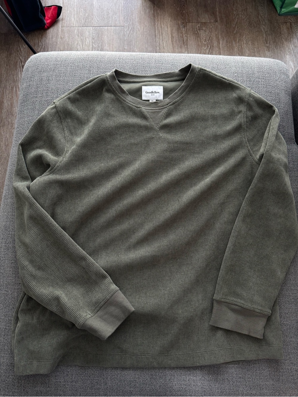 Goodfellow & Co Olive Waffle-Knit Crewneck Sweater